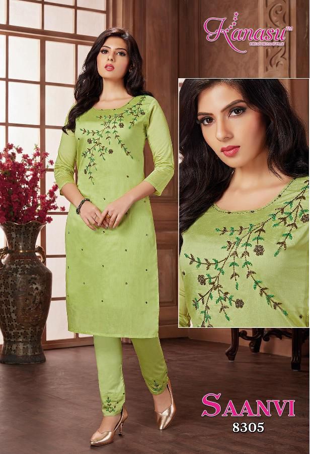 Kanasu Saanvi Silk Embroidery Kurti With Bottom Catalog
